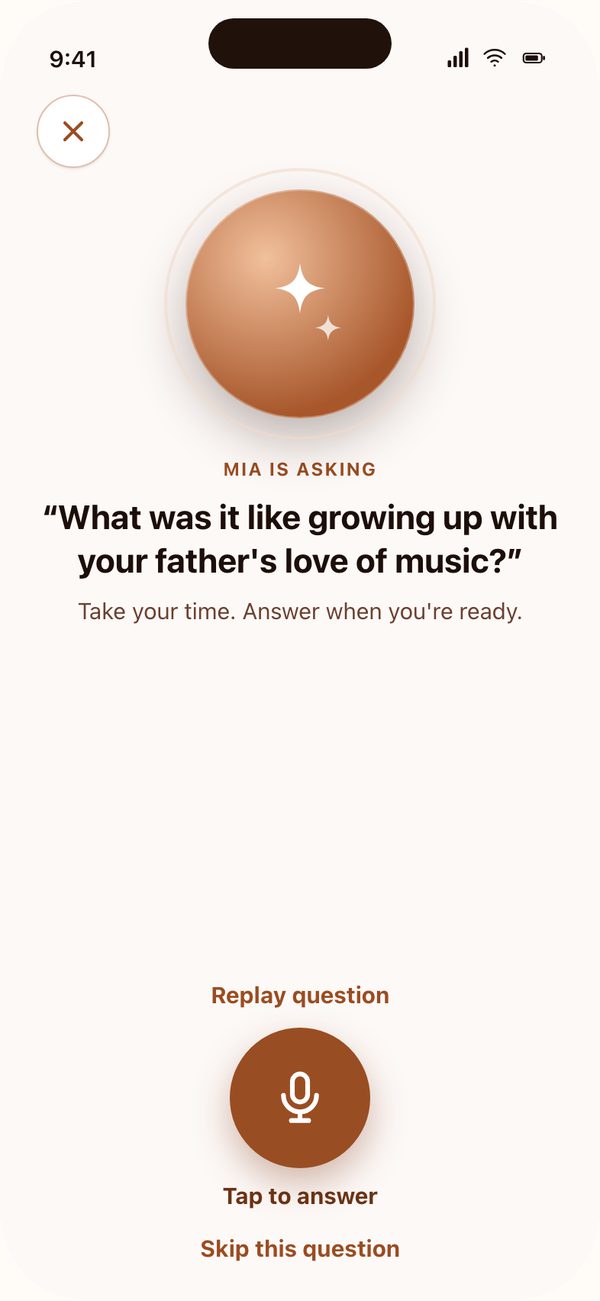 Dear asking a question, with a large button to answer out loud